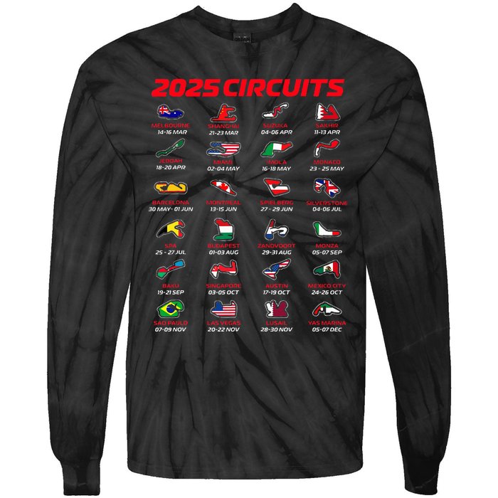 2025 Formula Racing Track Formula Race Circuits 2025 Tie-Dye Long Sleeve Shirt