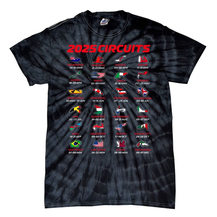 2025 Formula Racing Track Formula Race Circuits 2025 Tie-Dye T-Shirt