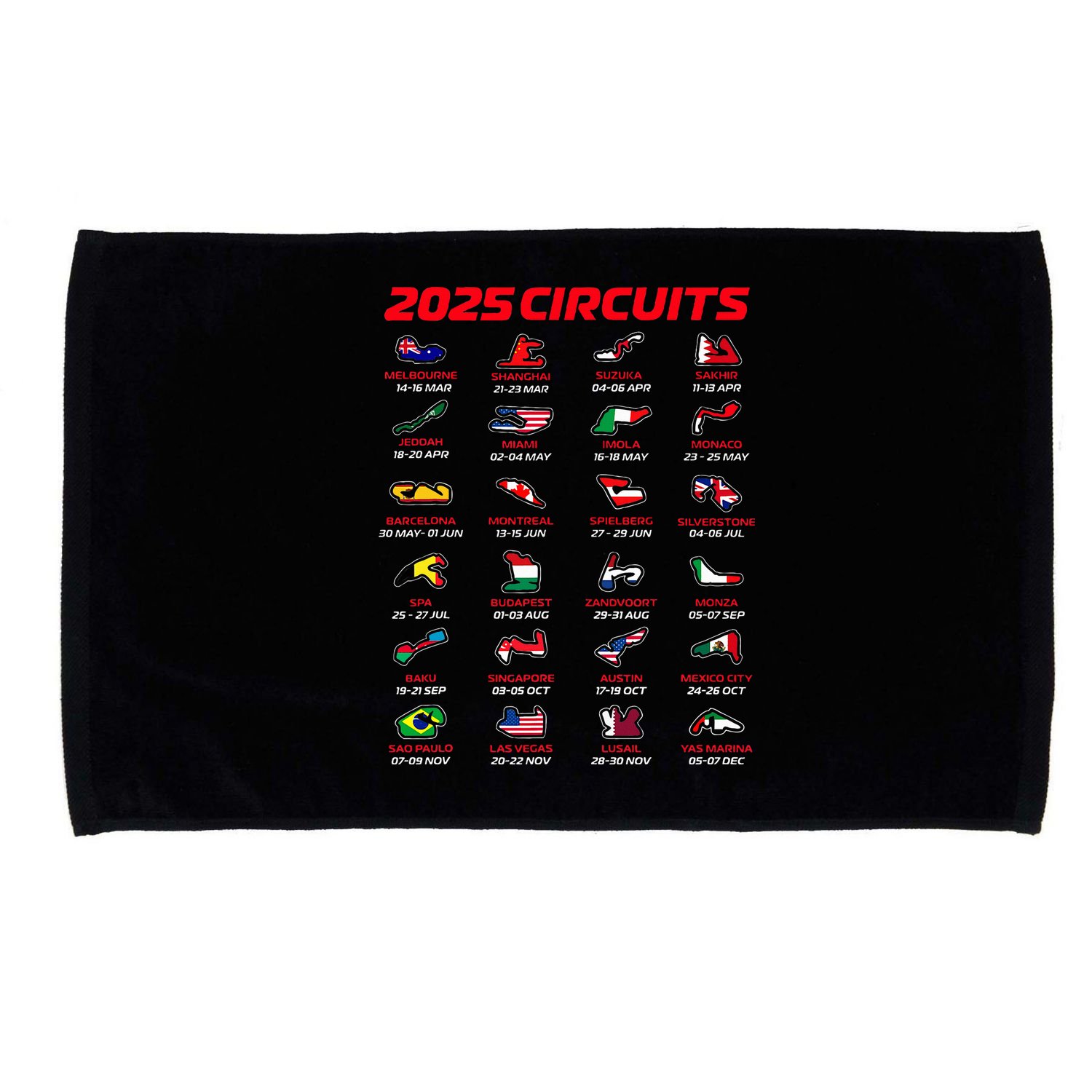 2025 Formula Racing Track Formula Race Circuits 2025 Microfiber Hand Towel