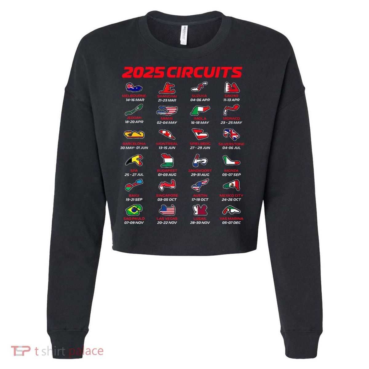 2025 Formula Racing Track Formula Race Circuits 2025 Cropped Pullover Crew