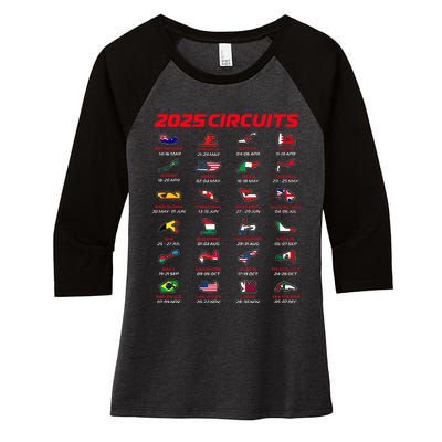 2025 Formula Racing Track Formula Race Circuits 2025 Women's Tri-Blend 3/4-Sleeve Raglan Shirt