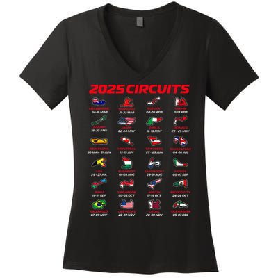 2025 Formula Racing Track Formula Race Circuits 2025 Women's V-Neck T-Shirt