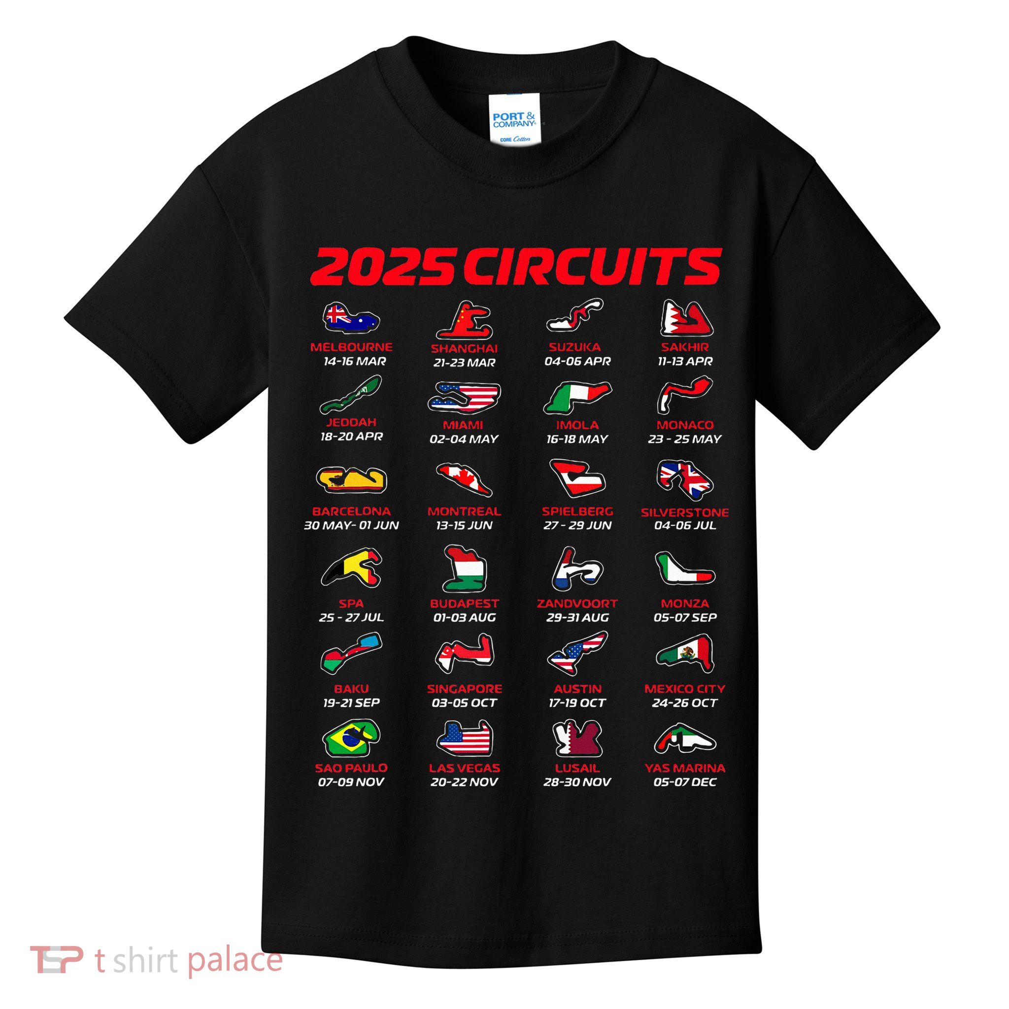 2025 Formula Racing Track Formula Race Circuits 2025 Kids T-Shirt