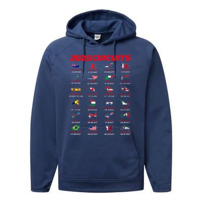 2025 Formula Racing Track Formula Race Circuits 2025 Performance Fleece Hoodie