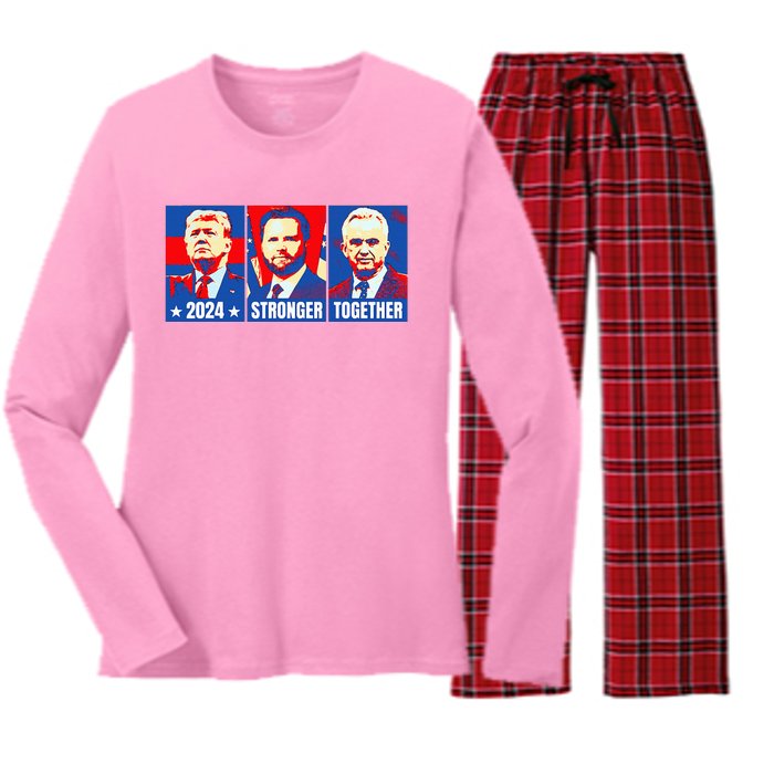 2024 Felon Weirdos Trump Vance Support Rfkj President Rally Women's Long Sleeve Flannel Pajama Set 