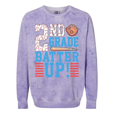 2nd Grade Back To School 2nd Grade Batter Up Baseball Colorblast Crewneck Sweatshirt