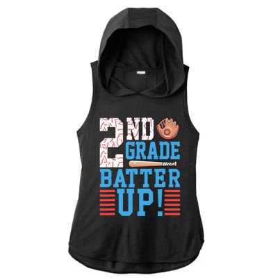 2nd Grade Back To School 2nd Grade Batter Up Baseball Ladies PosiCharge Tri-Blend Wicking Draft Hoodie Tank