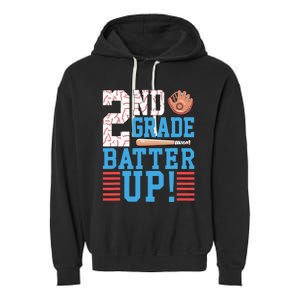 2nd Grade Back To School 2nd Grade Batter Up Baseball Garment-Dyed Fleece Hoodie