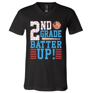 2nd Grade Back To School 2nd Grade Batter Up Baseball V-Neck T-Shirt