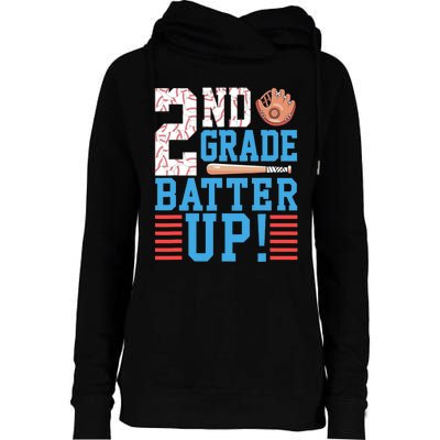 2nd Grade Back To School 2nd Grade Batter Up Baseball Womens Funnel Neck Pullover Hood