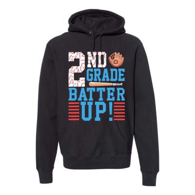 2nd Grade Back To School 2nd Grade Batter Up Baseball Premium Hoodie