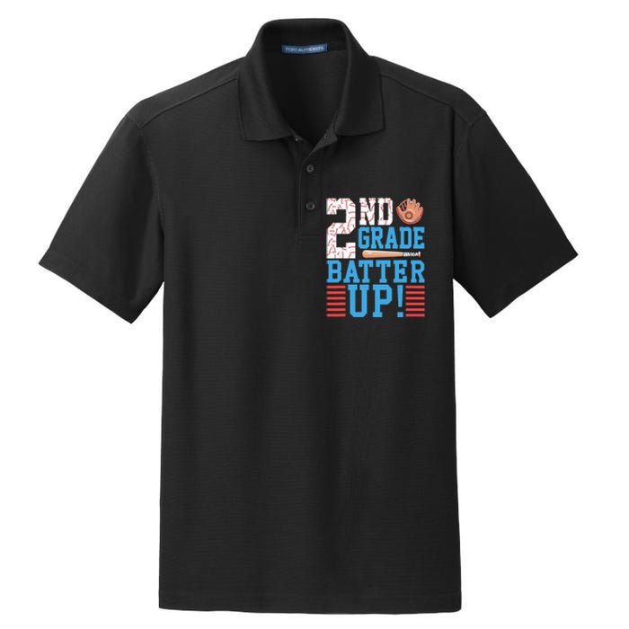 2nd Grade Back To School 2nd Grade Batter Up Baseball Dry Zone Grid Polo