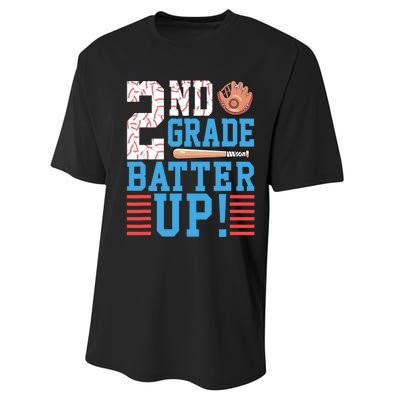 2nd Grade Back To School 2nd Grade Batter Up Baseball Performance Sprint T-Shirt