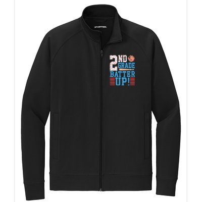 2nd Grade Back To School 2nd Grade Batter Up Baseball Stretch Full-Zip Cadet Jacket