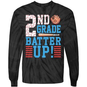 2nd Grade Back To School 2nd Grade Batter Up Baseball Tie-Dye Long Sleeve Shirt