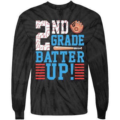 2nd Grade Back To School 2nd Grade Batter Up Baseball Tie-Dye Long Sleeve Shirt