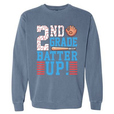 2nd Grade Back To School 2nd Grade Batter Up Baseball Garment-Dyed Sweatshirt