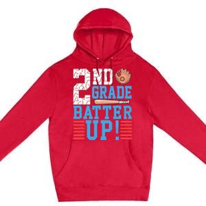 2nd Grade Back To School 2nd Grade Batter Up Baseball Premium Pullover Hoodie