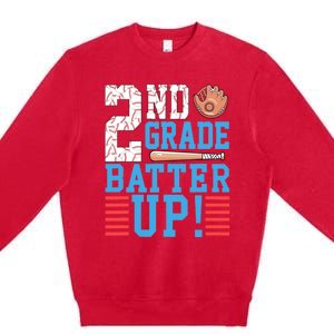 2nd Grade Back To School 2nd Grade Batter Up Baseball Premium Crewneck Sweatshirt