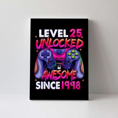 25th Gaming Birthday gift Level 25 Unlocked Awesome Video Game 1998 Birthday Canvas