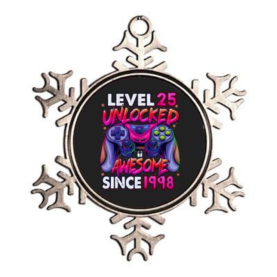 25th Gaming Birthday gift Level 25 Unlocked Awesome Video Game 1998 Birthday Metallic Star Ornament