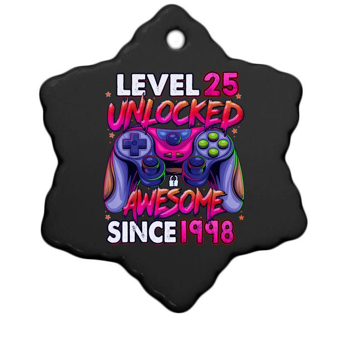 25th Gaming Birthday gift Level 25 Unlocked Awesome Video Game 1998 Birthday Ceramic Star Ornament