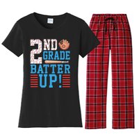 2nd Grade Back To School 2nd Grade Batter Up Baseball Women's Flannel Pajama Set