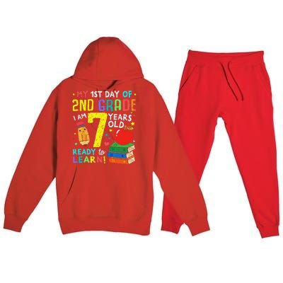 2nd Grade Back To First Day Of School Gift Premium Hooded Sweatsuit Set