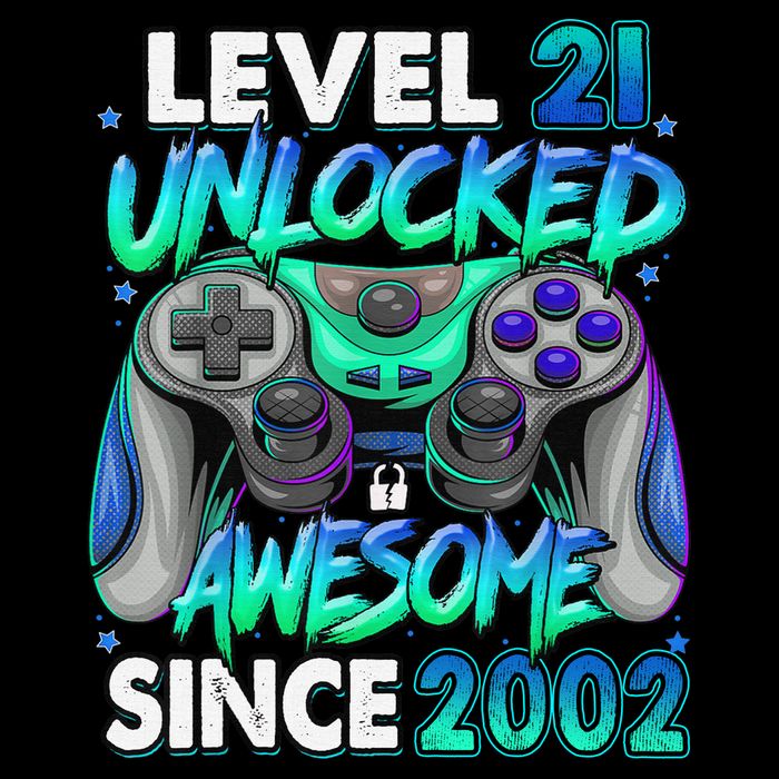 21st Gaming Birthday gift Level 21 Unlocked Awesome Video Game 2002 Birthday Cooling Performance Crew T-Shirt