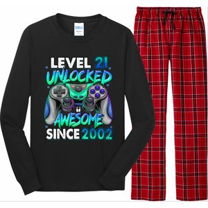 21st Gaming Birthday gift Level 21 Unlocked Awesome Video Game 2002 Birthday Long Sleeve Pajama Set