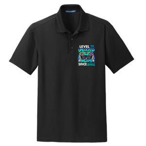 21st Gaming Birthday gift Level 21 Unlocked Awesome Video Game 2002 Birthday Dry Zone Grid Polo