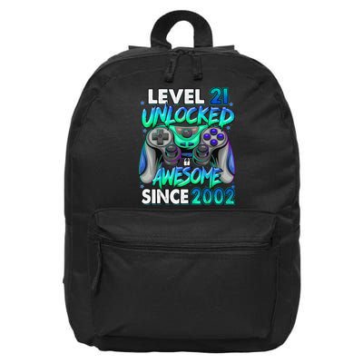 21st Gaming Birthday gift Level 21 Unlocked Awesome Video Game 2002 Birthday 16 in Basic Backpack