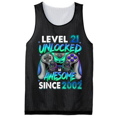 21st Gaming Birthday gift Level 21 Unlocked Awesome Video Game 2002 Birthday Mesh Reversible Basketball Jersey Tank