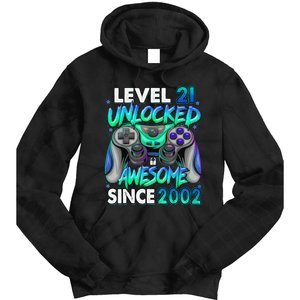 21st Gaming Birthday gift Level 21 Unlocked Awesome Video Game 2002 Birthday Tie Dye Hoodie