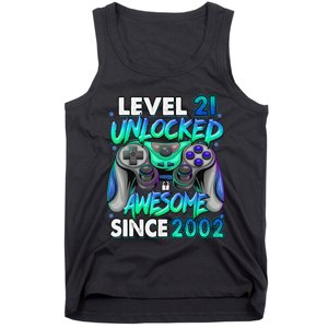 21st Gaming Birthday gift Level 21 Unlocked Awesome Video Game 2002 Birthday Tank Top