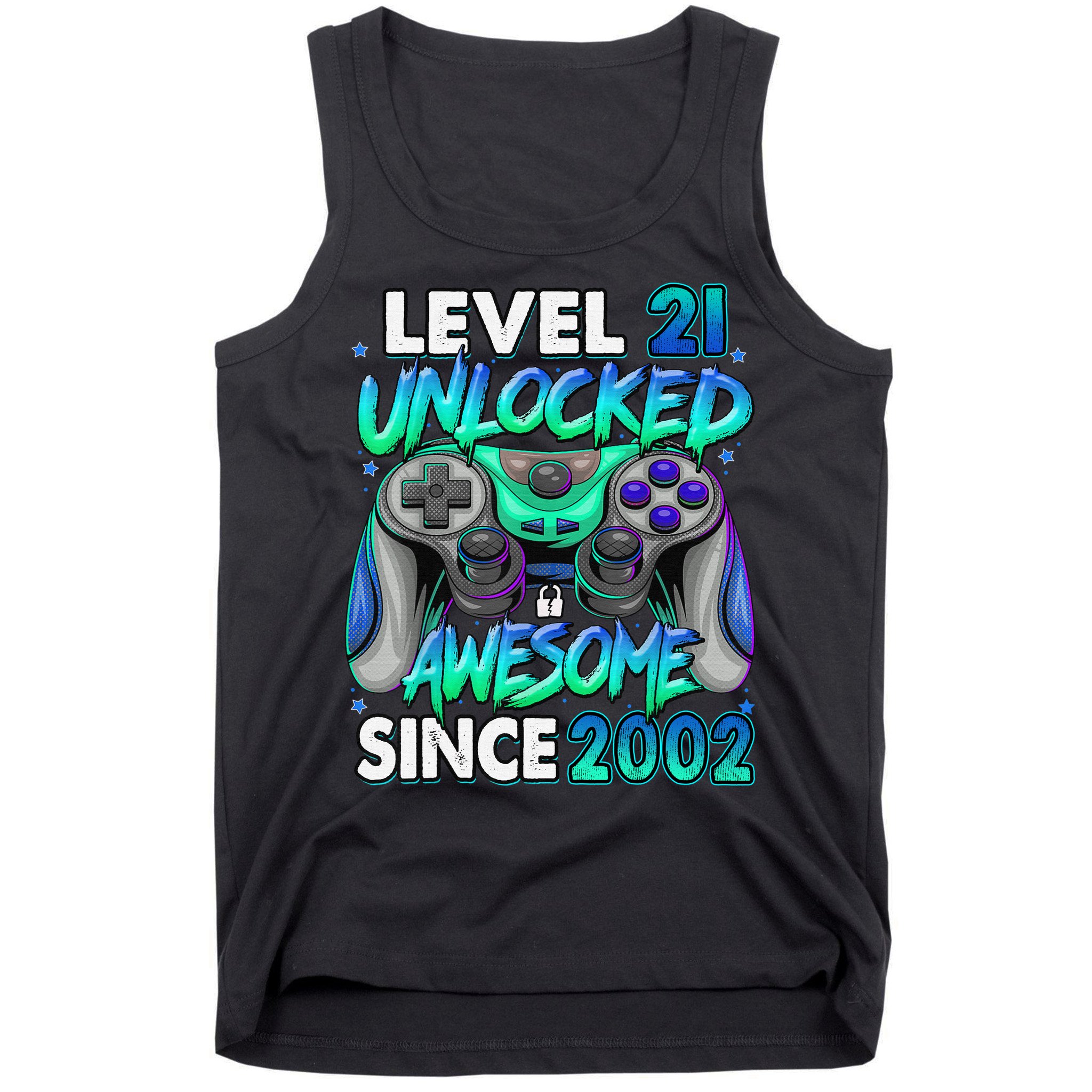 21st Gaming Birthday gift Level 21 Unlocked Awesome Video Game 2002 Birthday Tank Top
