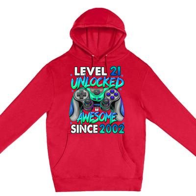 21st Gaming Birthday gift Level 21 Unlocked Awesome Video Game 2002 Birthday Premium Pullover Hoodie