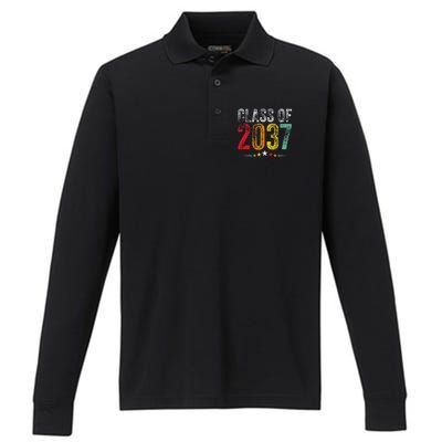 2037 Graduation Class Of 2037 Grow With Me Retro Performance Long Sleeve Polo