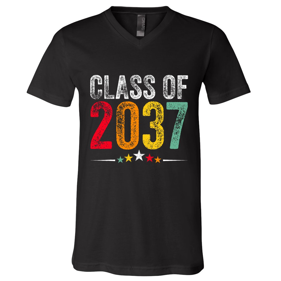 2037 Graduation Class Of 2037 Grow With Me Boy Girl Retro V-Neck T-Shirt
