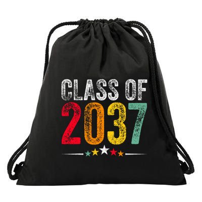 2037 Graduation Class Of 2037 Grow With Me Boy Girl Retro Drawstring Bag