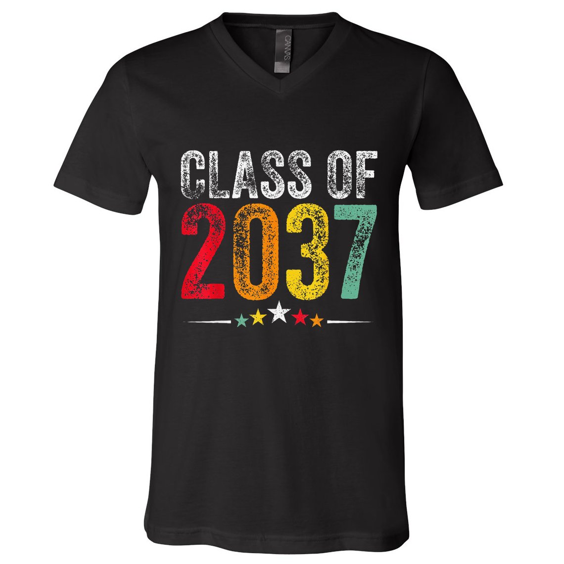 2037 Graduation Class Of 2037 Grow With Me Retro V-Neck T-Shirt