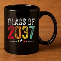 2037 Graduation Class Of 2037 Grow With Me Retro 11oz C Handle Ceramic Mug
