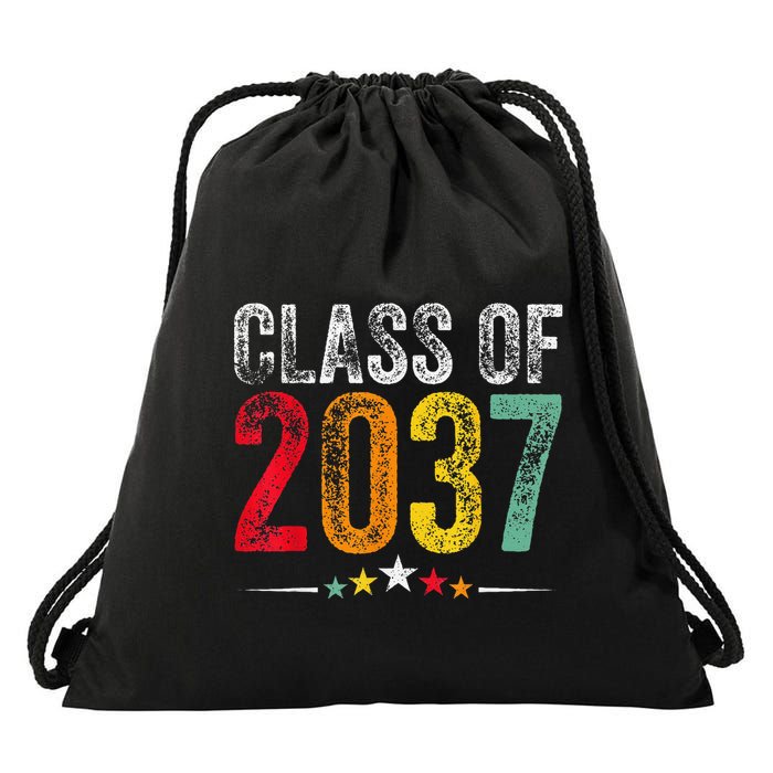 2037 Graduation Class Of 2037 Grow With Me Retro Drawstring Bag