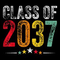 2037 Graduation Class Of 2037 Grow With Me Retro Drawstring Bag