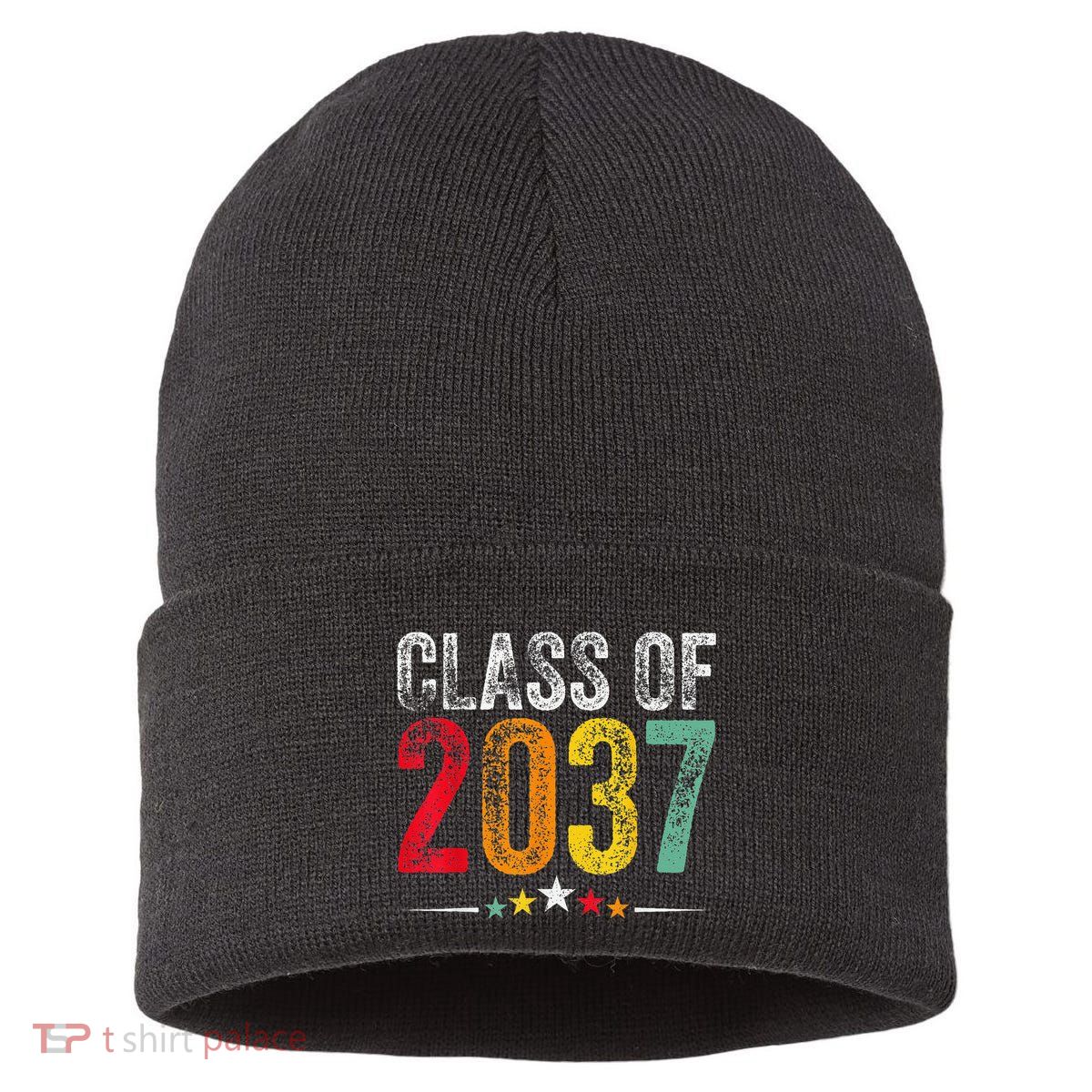 2037 Graduation Class Of 2037 Grow With Me Retro Sustainable Knit Beanie