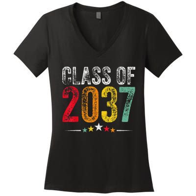 2037 Graduation Class Of 2037 Grow With Me Retro Women's V-Neck T-Shirt