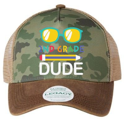 2nd Grade Dude Glasses Back School First Day Of School Legacy Tie Dye Trucker Hat