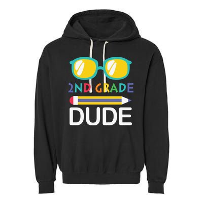 2nd Grade Dude Glasses Back School First Day Of School Garment-Dyed Fleece Hoodie