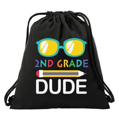 2nd Grade Dude Glasses Back School First Day Of School Drawstring Bag
