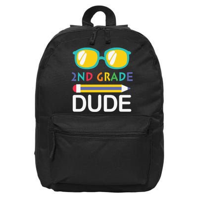 2nd Grade Dude Glasses Back School First Day Of School 16 in Basic Backpack